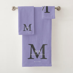Modern Luxury Monogram Colour Match Bath Towel Set