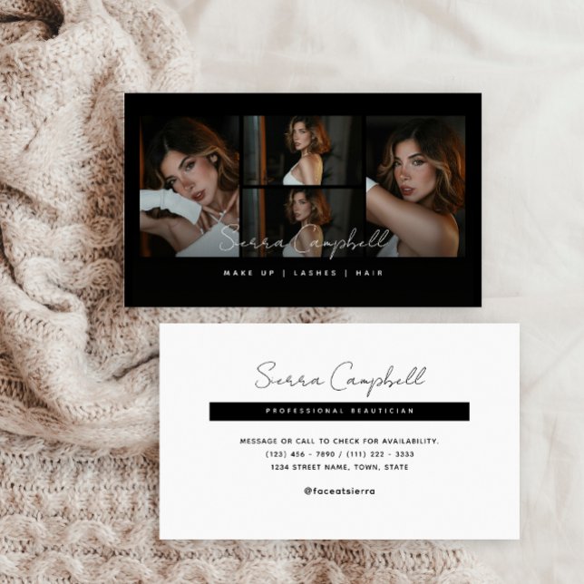 Modern Luxury Photo Collage Beauty Professional Business Card (Creator Uploaded)