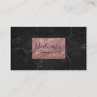 modern luxury rose gold chic black marble business card