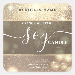 Modern luxury sparkle script soy candle label