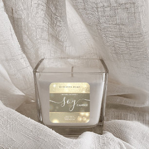 Modern luxury sparkle script soy candle label