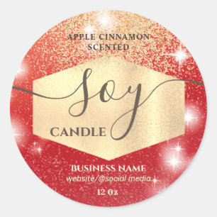 Modern luxury sparkle script soy candle label