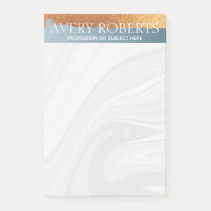Modern Luxury steel blue gold stripe Post-it Notes