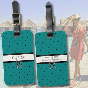 Modern Luxury Teal Monogram Summer Travel Luggage Tag