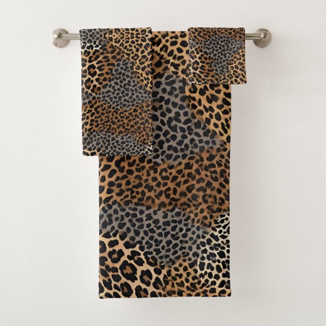 Modern Luxury White Leopard Elegant Collection Bath Towel Set (Insitu)