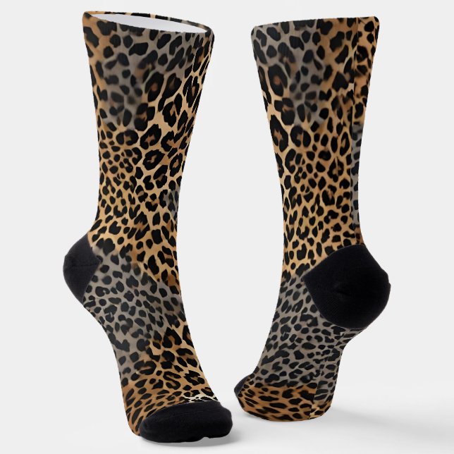Modern Luxury White Leopard Elegant Collection Socks (Angled)