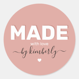 Modern Made With Love Personalized Classic Round Sticker