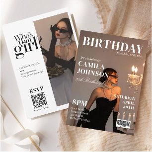 Modern Magazine cover Birthday invitation for Her