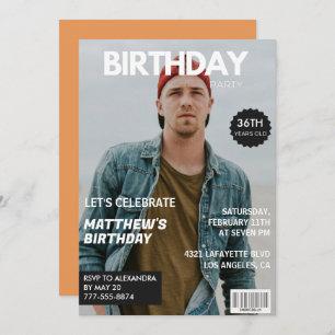 Modern Magazine Cover for him 36th birthday Invitation