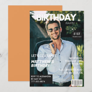 Modern Magazine Cover for him 51st birthday Invitation