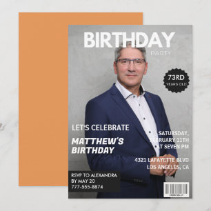 Modern Magazine Cover for him Photo 73rd birthday Invitation