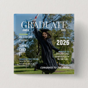 Modern Magazine Photo Graduation  2 Inch Square Button