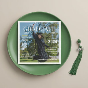 Modern Magazine Photo Graduation  Napkin