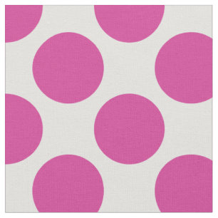Modern Magenta and White Large Polka Dots Fabric