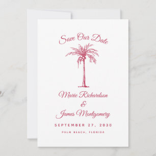 Modern Magenta Beach Wedding Save the Date