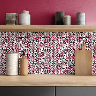 Modern Magenta Black Gray Geometric Tile
