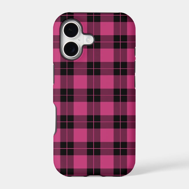 Modern Magenta Black Plaid Pattern (Back)