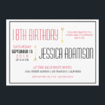 Modern Magenta & Black Typography | 18th Birthday Invitation<br><div class="desc">Modern Magenta & Black Typography | 18th Birthday Invitations. These stylish, feminine birthday party invites are perfect your birthday celebration! There are two faux gold foil arrows separating the typographic text. This feminine, girly, chic design has a beautiful, minimalistic magenta and black typographic design on a white background; on the...</div>