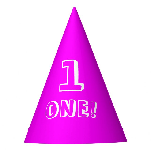 Modern magenta custom number age year birthday  party hat (Front)