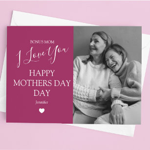 Modern Magenta Photo Mothers Day Holiday Card