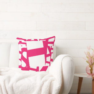 Modern Magenta Pink Abstract Geometric Graffiti Th Throw Pillow