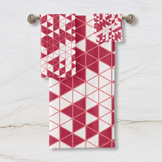 Modern Magenta Pink Geometric Bath Towel Set (Creator Uploaded)