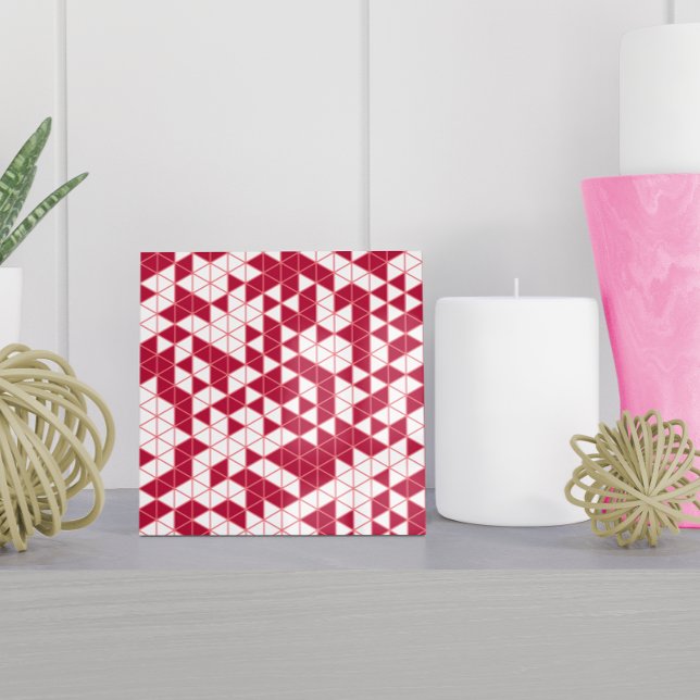 Modern Magenta Pink White Geometric Triangles Tile (Creator Uploaded)