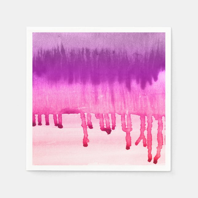 Modern Magenta Purple Watercolor Ombre Napkin (Front)