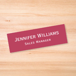 Modern Magenta Red Professional Business Executive Name Tag