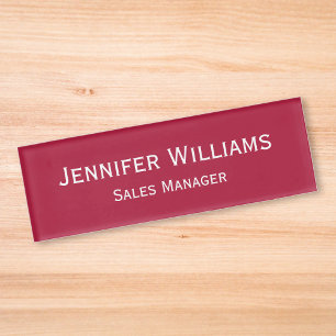 Modern Magenta Red Professional Executive Magnetic Name Tag