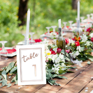 Modern Magenta Rose Gold Wedding Foil Table Number