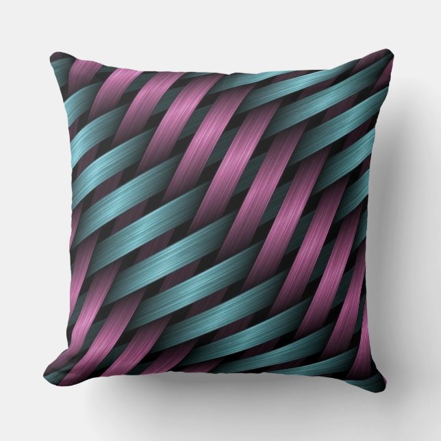 Modern Magenta Teal Geometric Throw Pillow (Front)