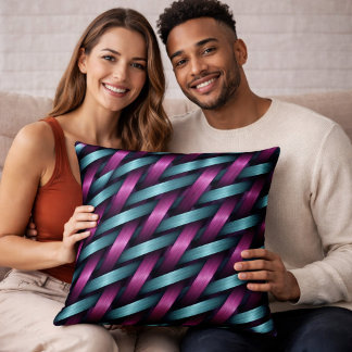 Modern Magenta Teal Geometric Throw Pillow