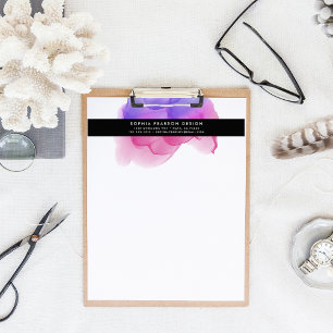 Modern Magenta Watercolor Logo Letterhead