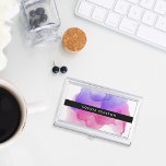 Modern Magenta Watercolor | Personalized Business Card Holder<br><div class="desc">Elegant and colourful business card holder features your name and/or business name in white on black,  overlaid on a vibrant watercolor inkblot in fuchsia pink,  magenta,  and violet purple. Matching business cards and accessories also available.</div>