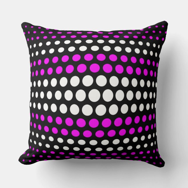 Modern Magenta & White Polka Dots Pattern Throw Pillow (Front)