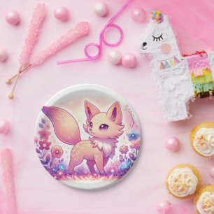 Modern Magical Fox Baby Shower Paper Plate