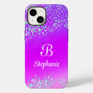 Modern Magical Glitter Stars Pink Purple Case-Mate iPhone 14 Case