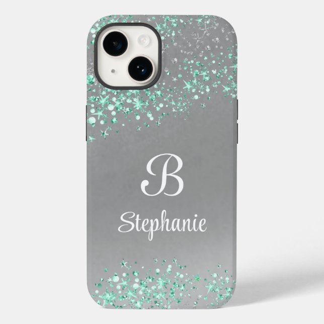 Modern Magical Glitter Stars Silver Case-Mate iPhone Case (Back)
