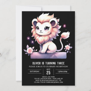 Modern Magical Lion Birthday Invitation