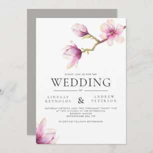Modern Magnolia Wedding Invitation