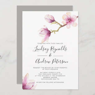 Modern Magnolia Wedding Invitation
