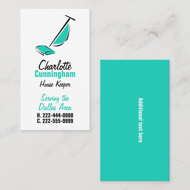 Modern Maid House Cleaning Business Card (Front/Back)