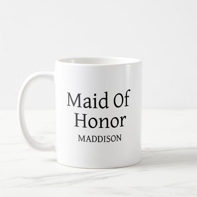 Modern Maid Of Honour Custom Name Coffee Mug (Left)