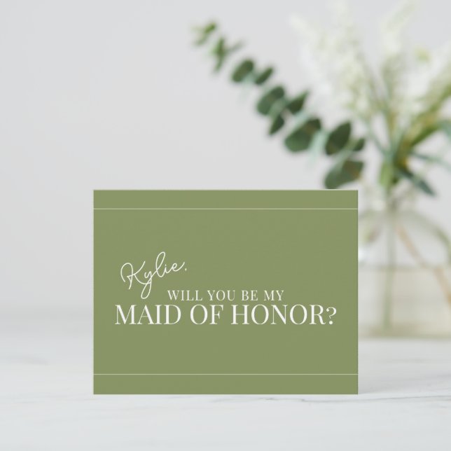Modern Maid of Honour Proposal Card (Standing Front)