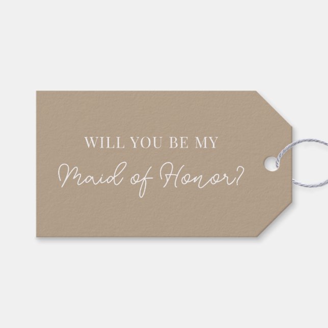 Modern Maid of Honour Proposal Tag (Front (Horizontal))