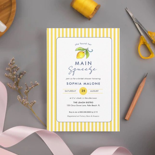 Modern Main squeeze Lemon Bridal shower Invitation (Creator Uploaded)