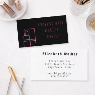 Modern Make Up Artist Black And Pink Business Card