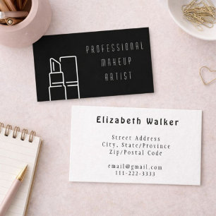 Modern Make Up Artist Black And White Business Card