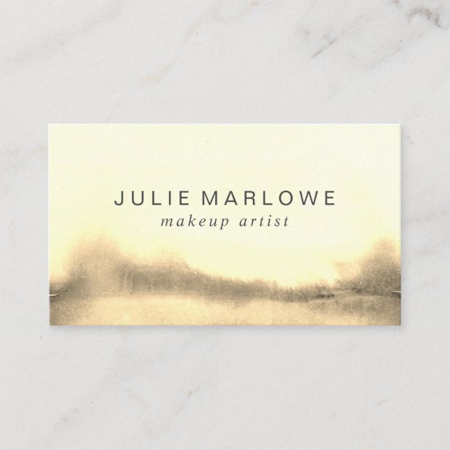 Modern Makeup Artist Abstract Watercolor Yellow Business Card (Front)